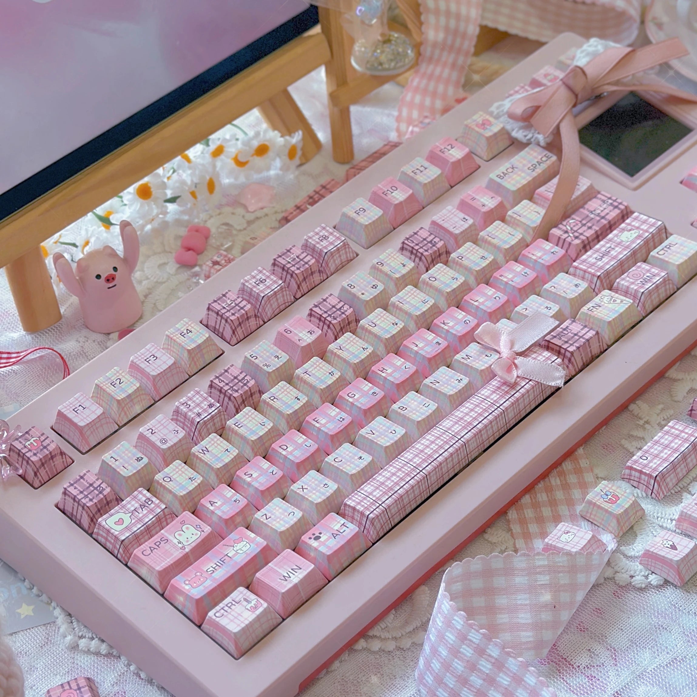 Cute Jk Girl Keycaps Five-Sided Sublimation Pbt Cherry Personality Foraula75/Wooting Mechanical Keyboard 128Keys
