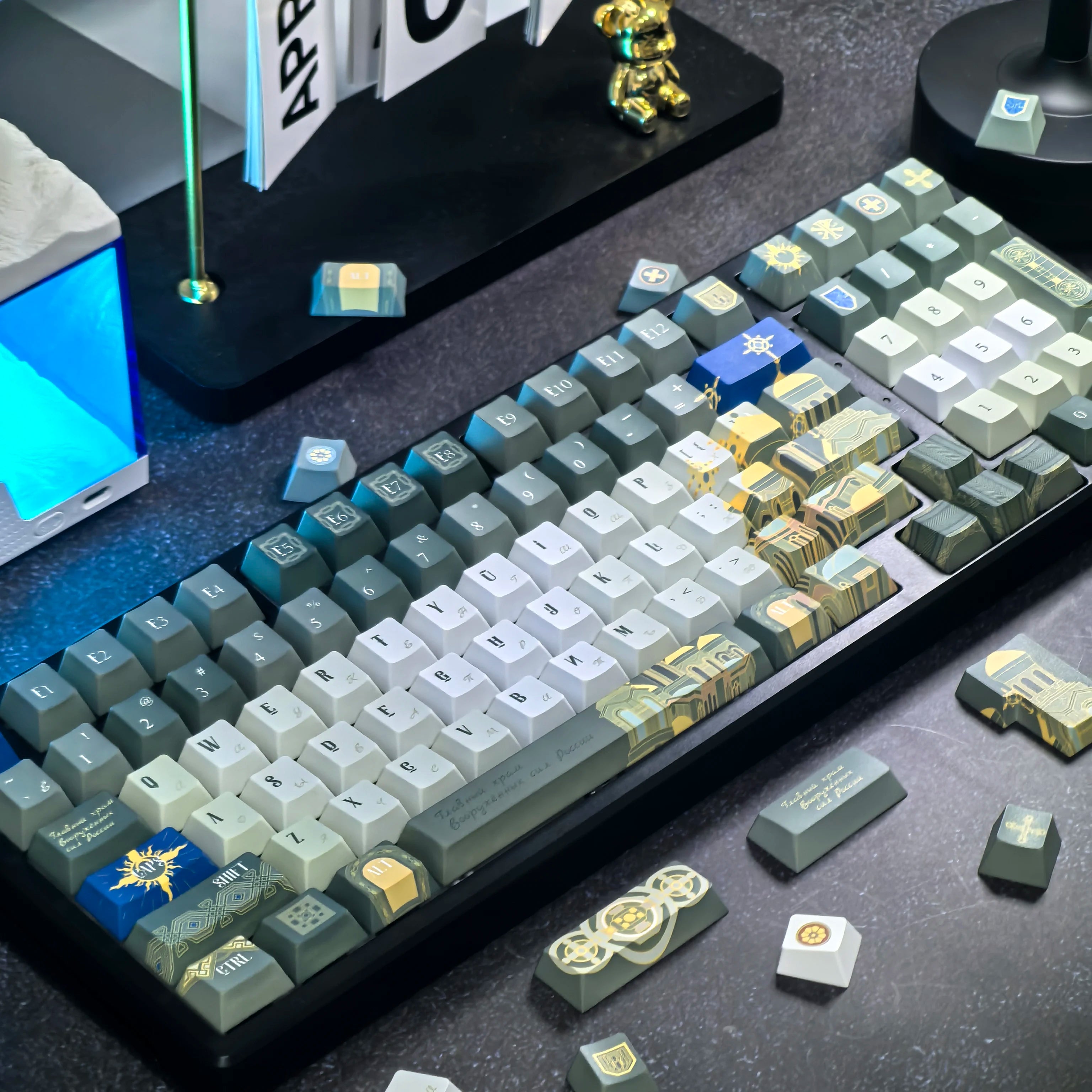 Russian Keycaps Retro Ansi Layout 2.25/2.75U Space Bar Alice Layout 126 Keys Cherry Pbt Ru Church Keycaps