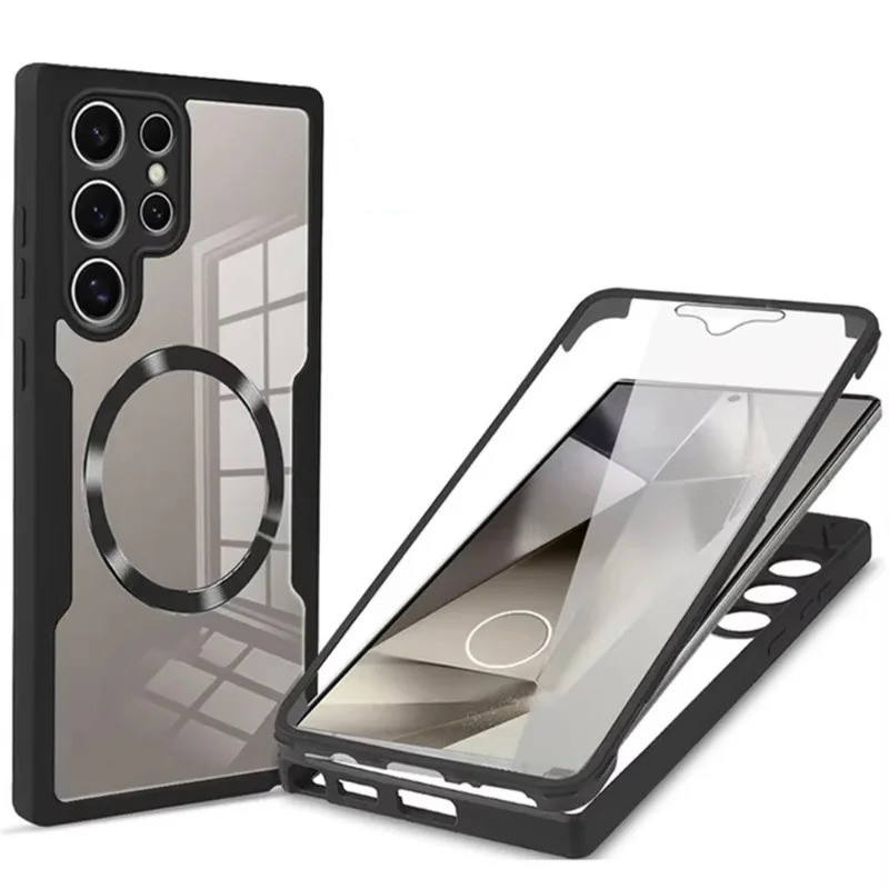 360 Full Protection Clear Phone Case for Samsung S21 S22 S23 Ultra S24 S25 Plus Magnetic Wireless Charging Cover