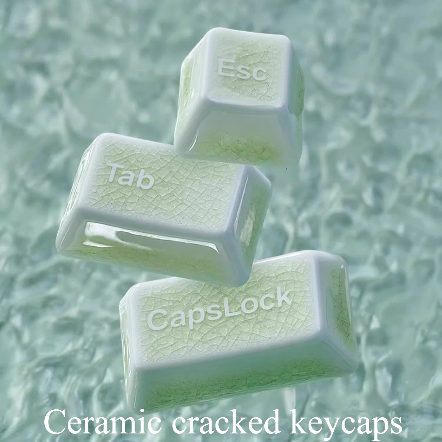Crack Ceramic Keycaps 114 Keys Lake Blue Green Cherry Customized Keyboard Aula Keyboard Uses No Characters / Engraved Keycaps
