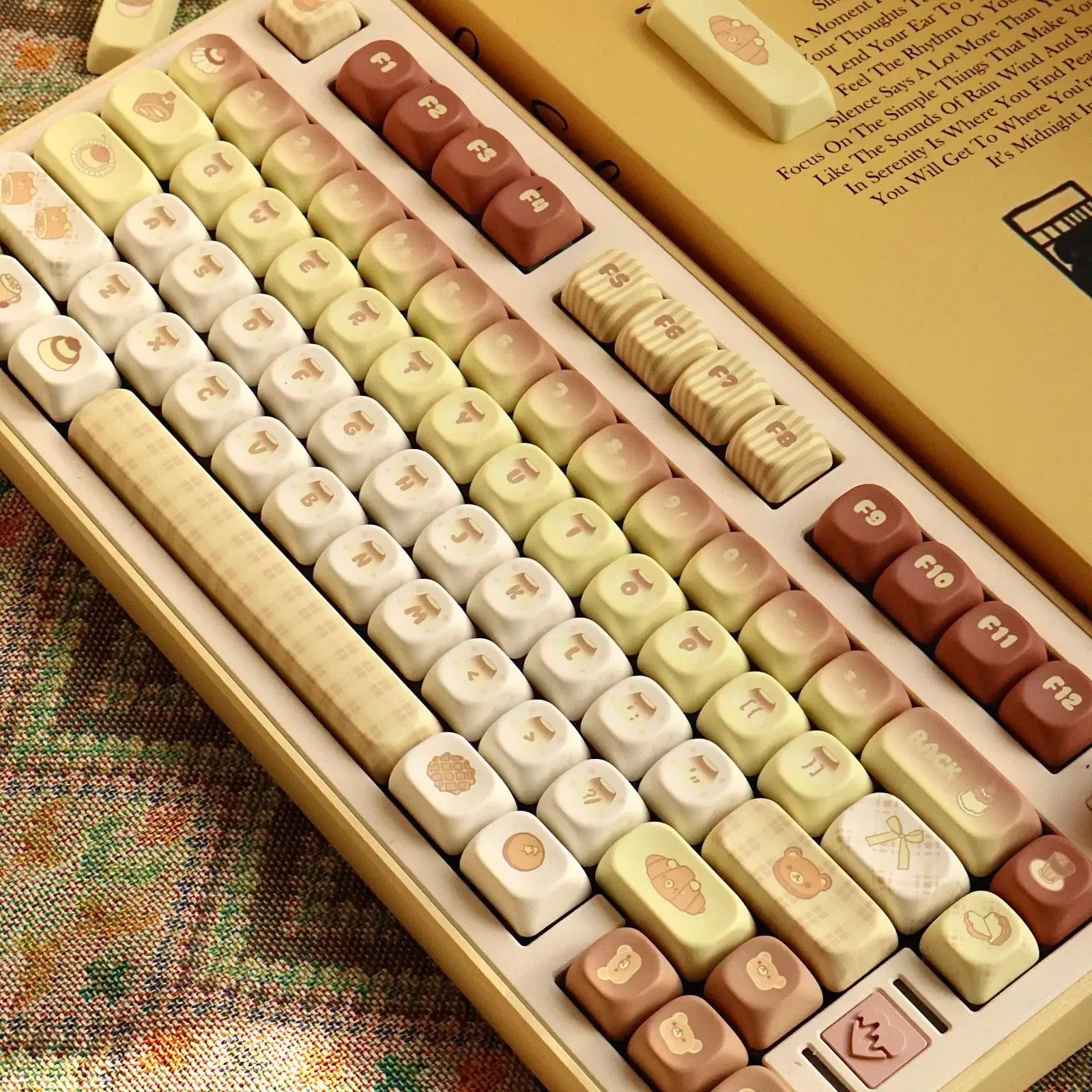Keycap Caramel Pudding Cherry Moa Pbt Side Engraved Light For Mechanical Keyboard Pbt Full Five-Sided Sublimation Keycap