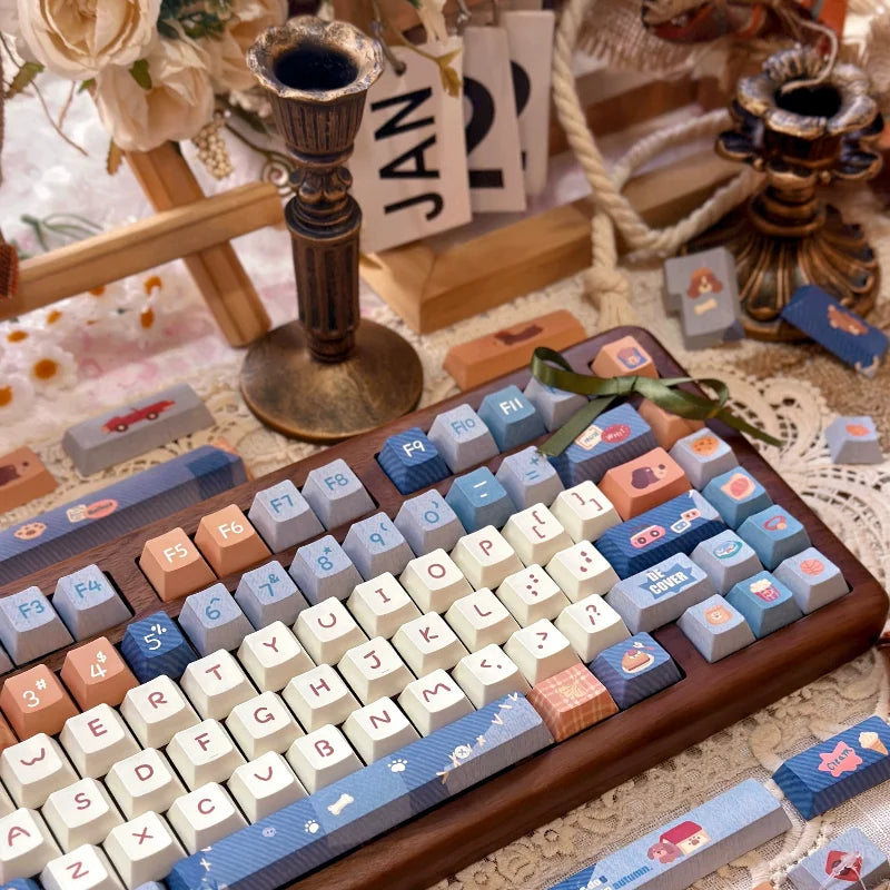 Cowboy Sausage Keycap American Retro Keycaps Cute Cartoon Puppy Diy143Keys Cherry Pbt Keycaps