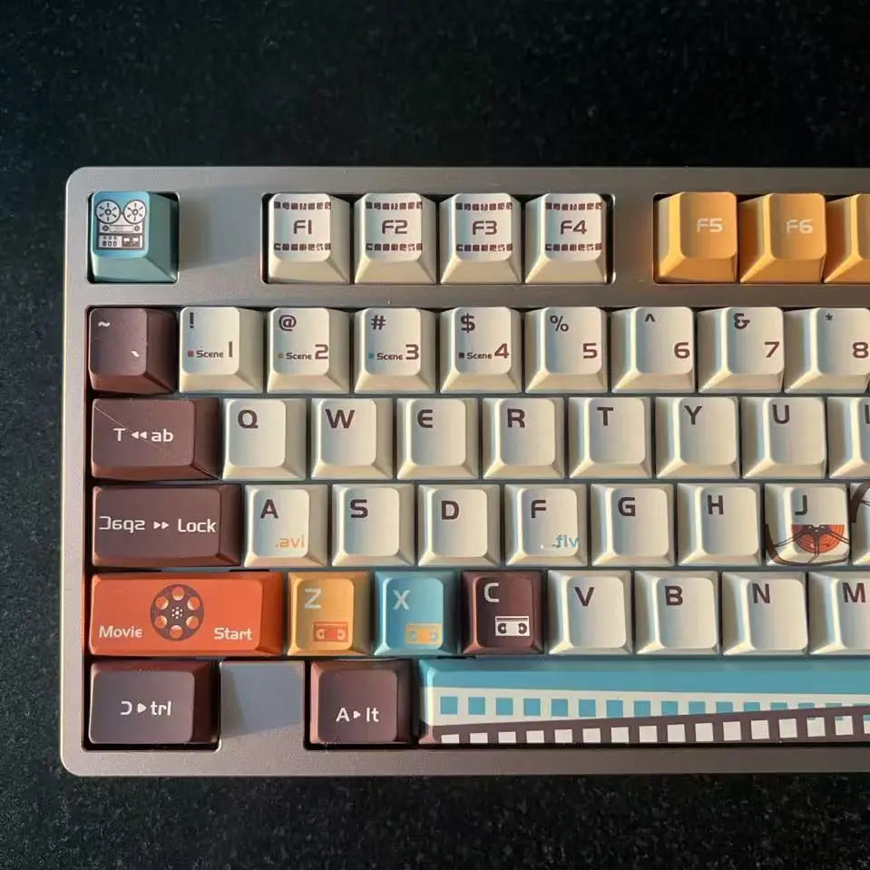 Retro Keycap Studio Rewind Pbt Five-Sided Thermal Sublimation 146Key Cherry Brown White 2.25/2.75U Space Bar Alice Layout Keycap