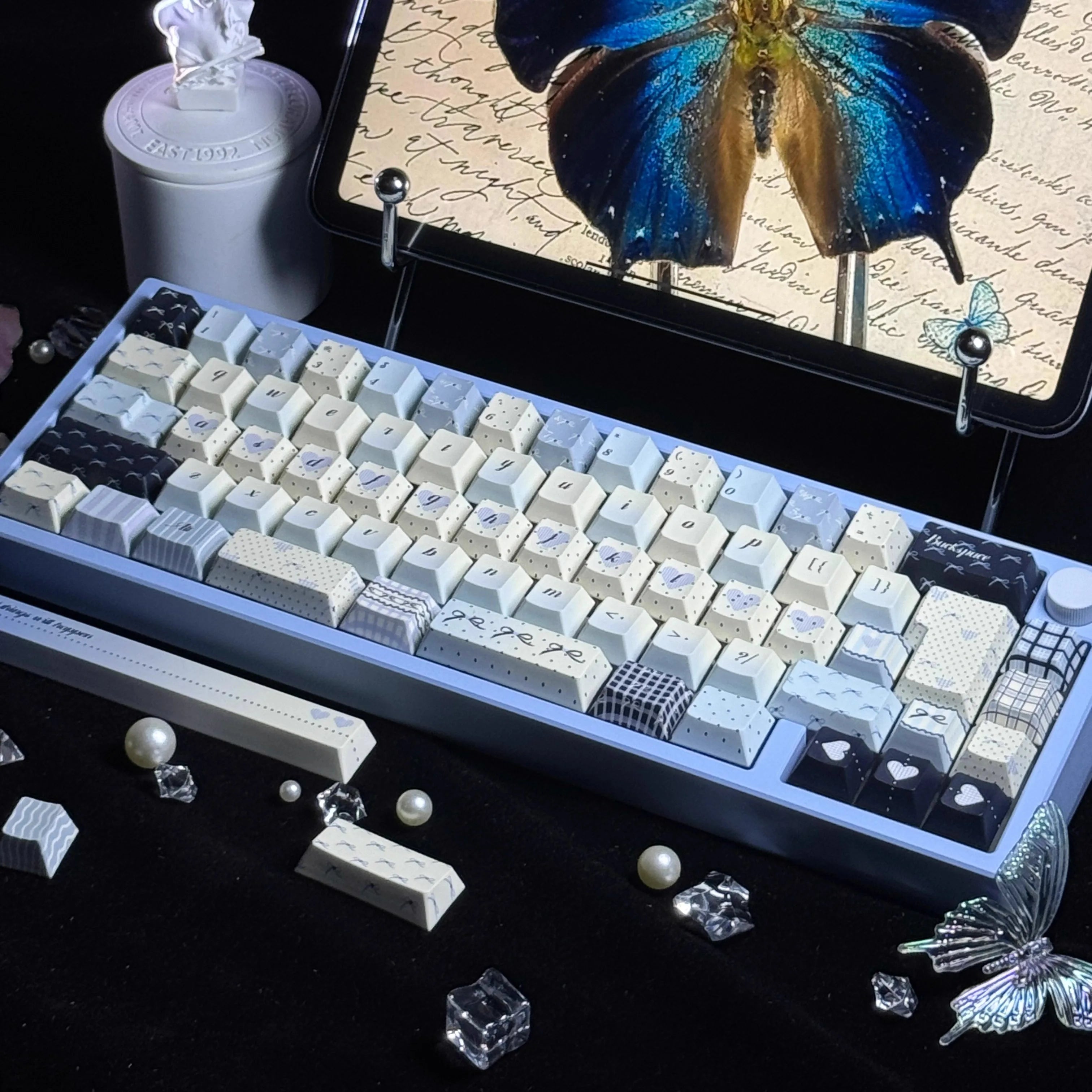 Sea Salt Polka Dot Keycaps Cherry Soa High Pbt Five-Sided Thermal Sublimation Customized Keycaps
