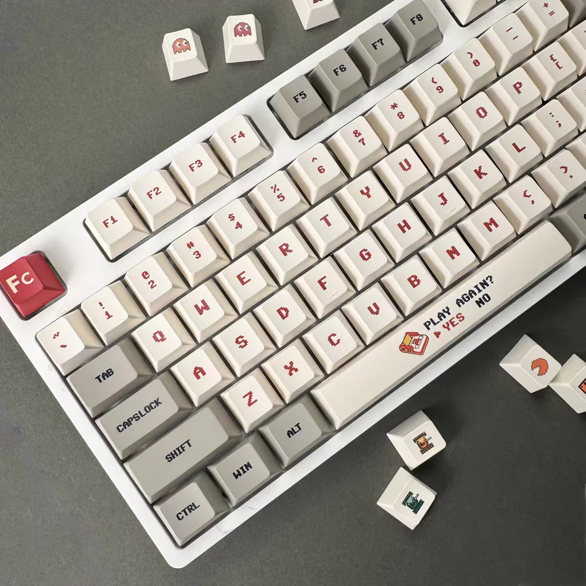 Red And White Machine Keycap Cherry Highly Sublimated Pbt Keycap 151Keys Retro Game Console Keycap For Aulaf75/F99