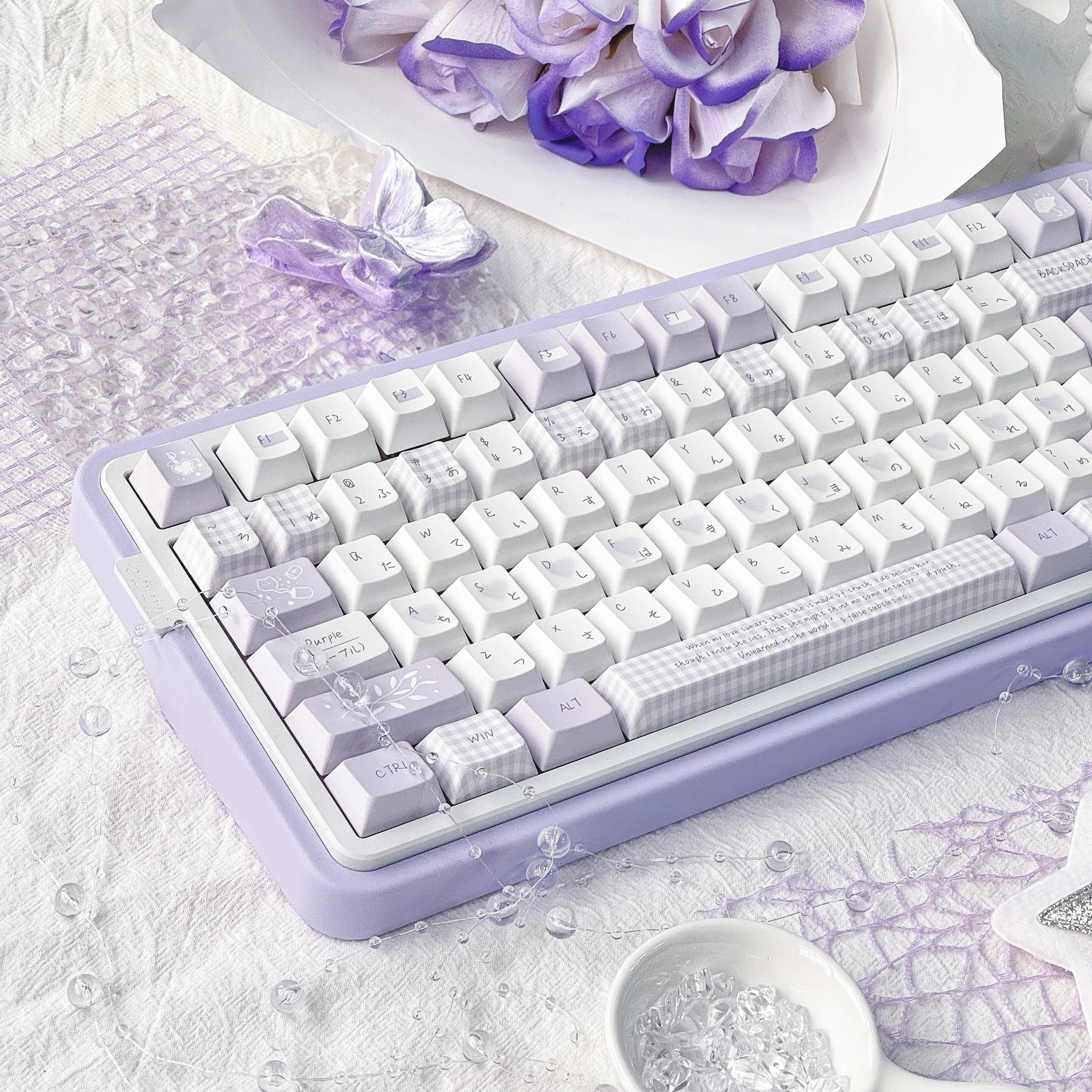 Keycaps Pbt Cherry Taro Purple Elegant Theme For Diy Aula F75 F99 Purple Plaid Keycaps