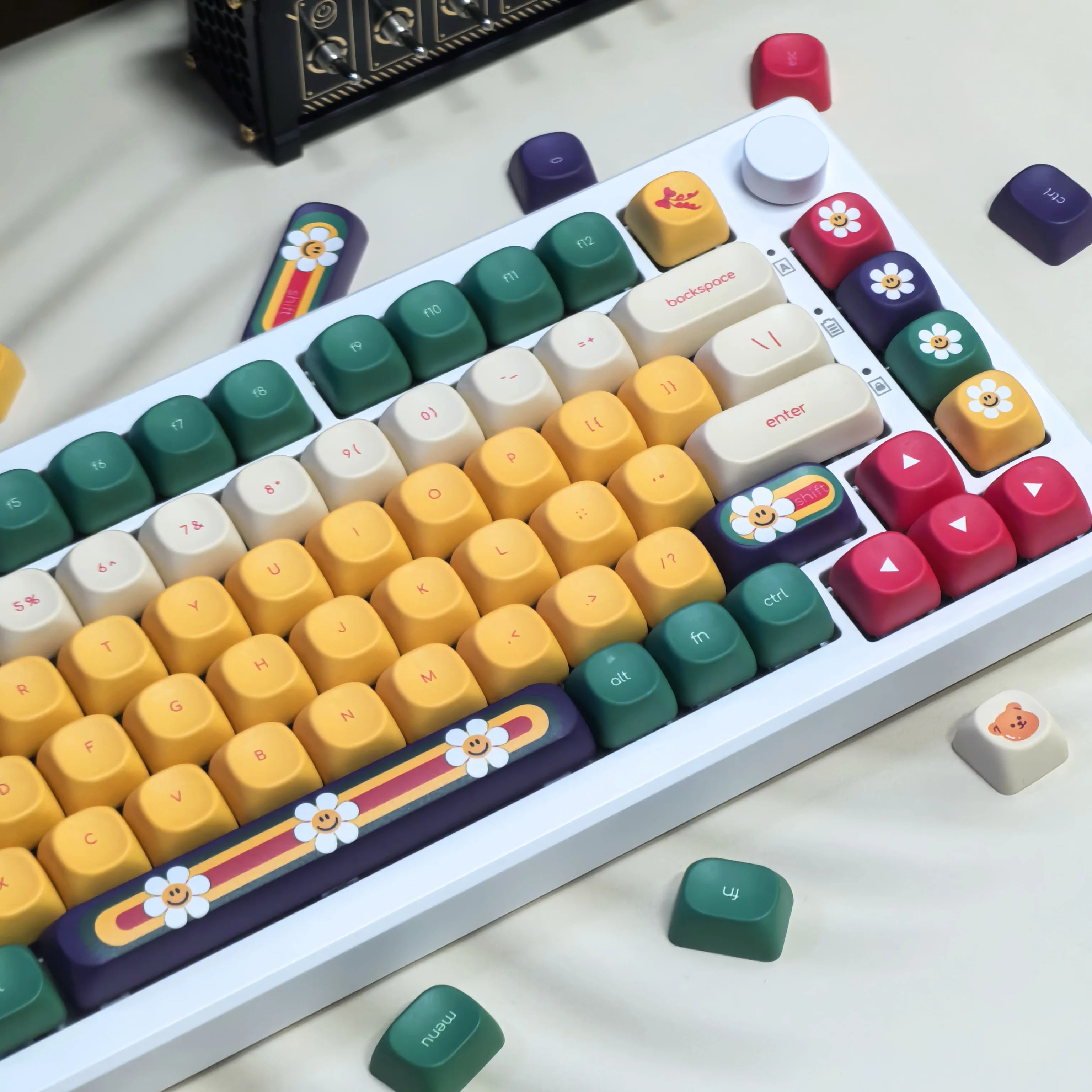 Dopamine Keycaps Moa Pbt Thermal Sublimation Process Yellow Green Red For Aulaf75 Keyboard Diy Keycaps